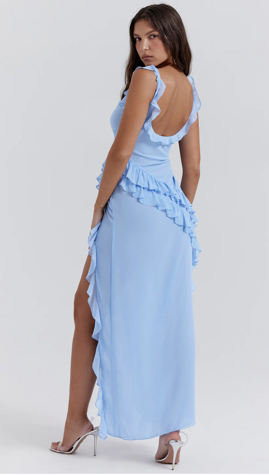 Ariela Ruffle Dress - Soft Blue