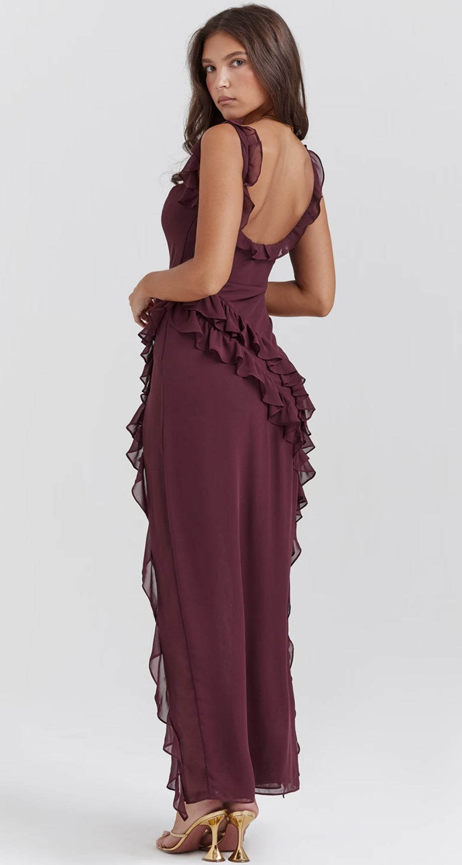 Ariela Ruffle Dress - Mulberry